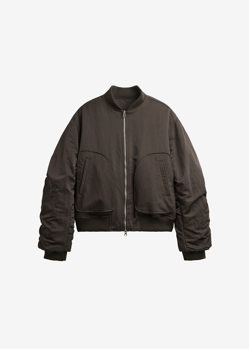 Valdres Padded Bomber Jacket - Brown 1