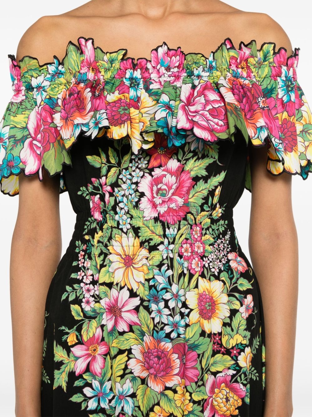 floral-print off-shoulder cotton dress - 5