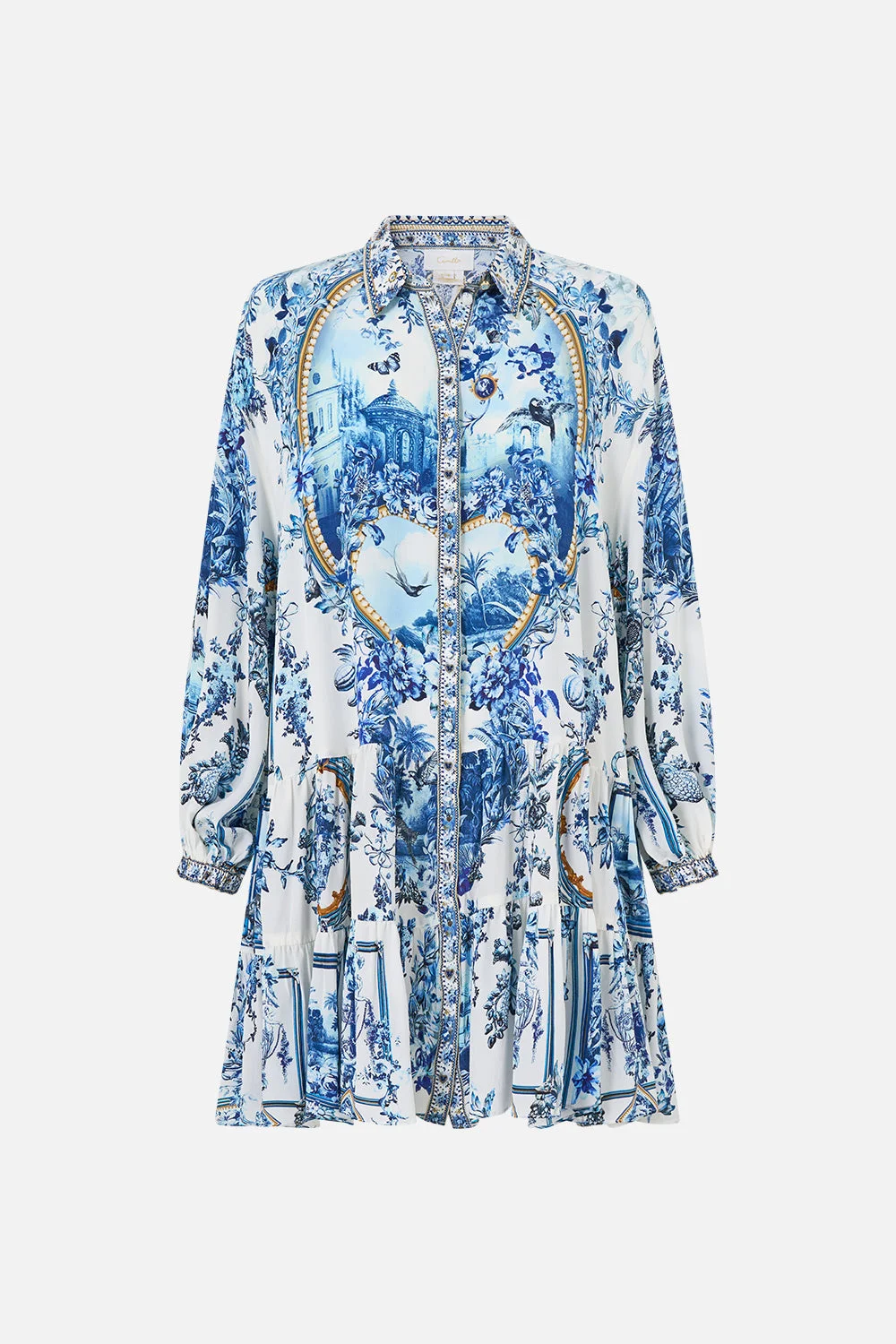 LONG SLEEVE TIERED SHORT DRESS THE PORCELAIN PARLOUR - 1