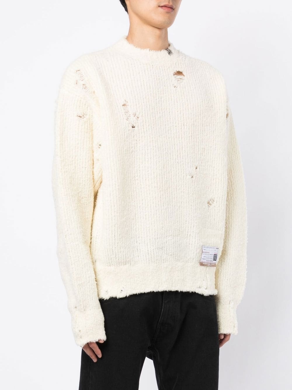 distressed wool-blend jumper - 3