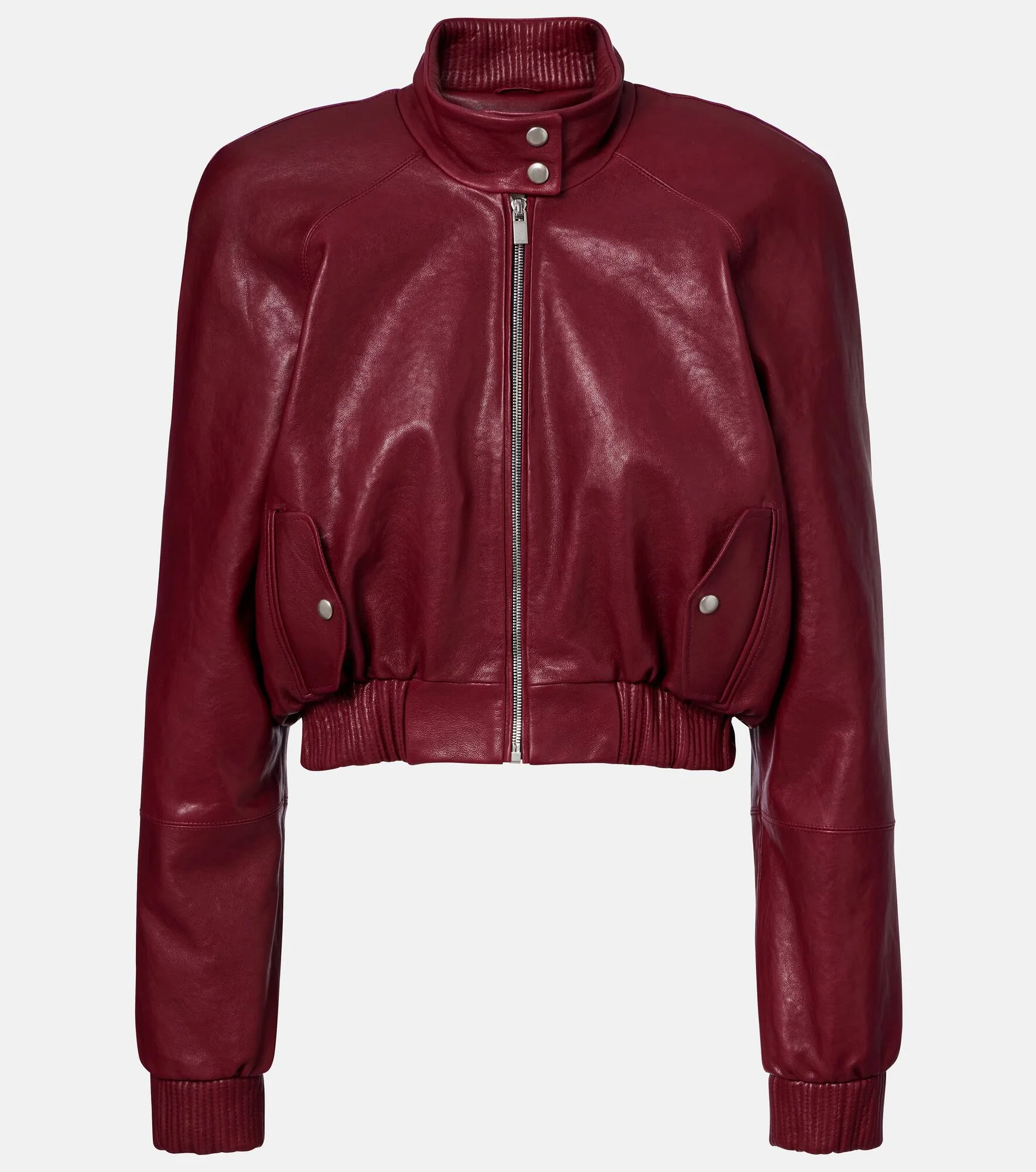 Cropped leather jacket - 1