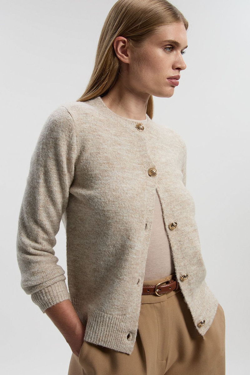 Wool Blend Cosy Crew Neck Knit Cardi 1