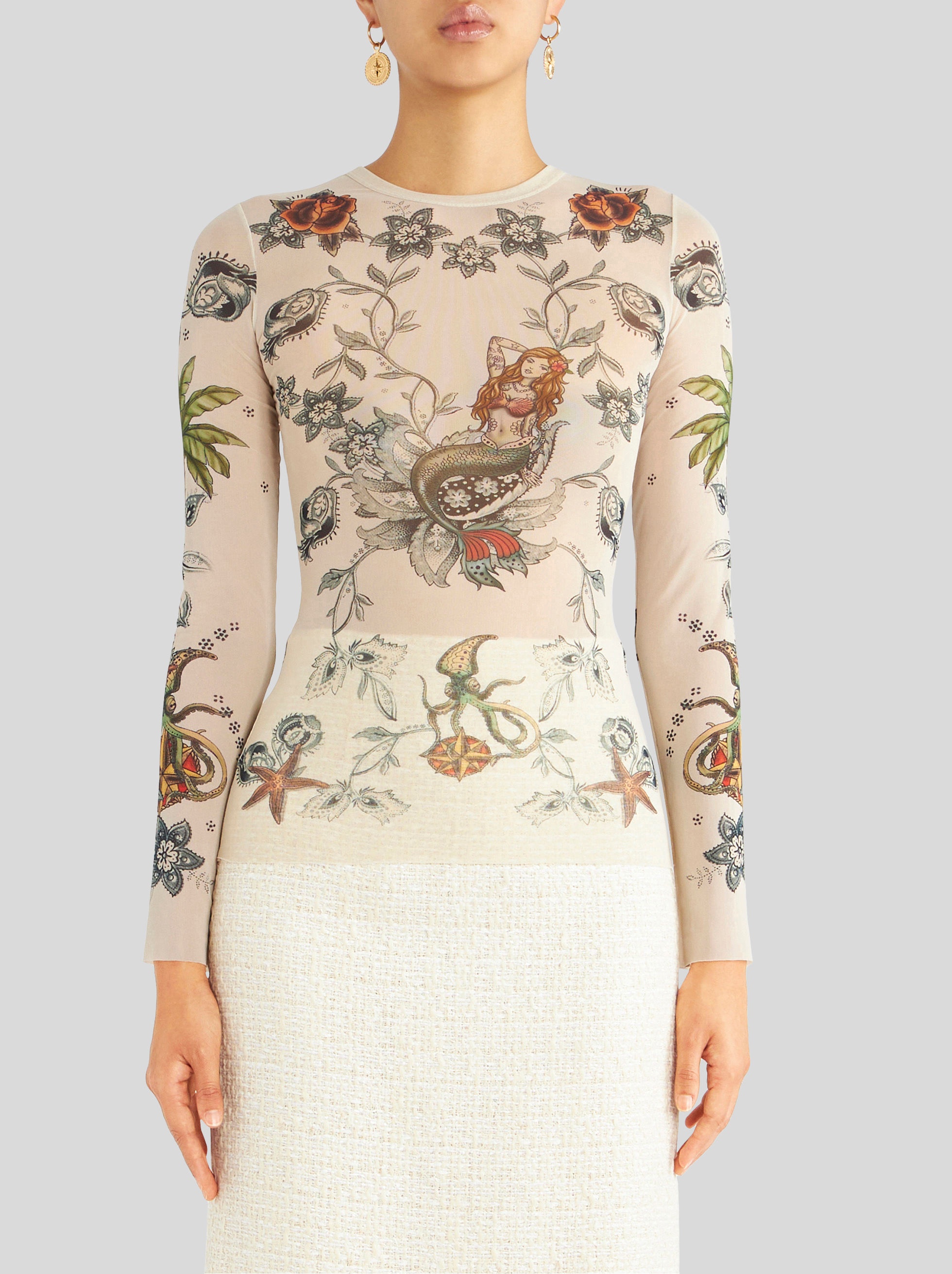 JUMPER WITH OLD SCHOOL MERMAID PRINT - 2