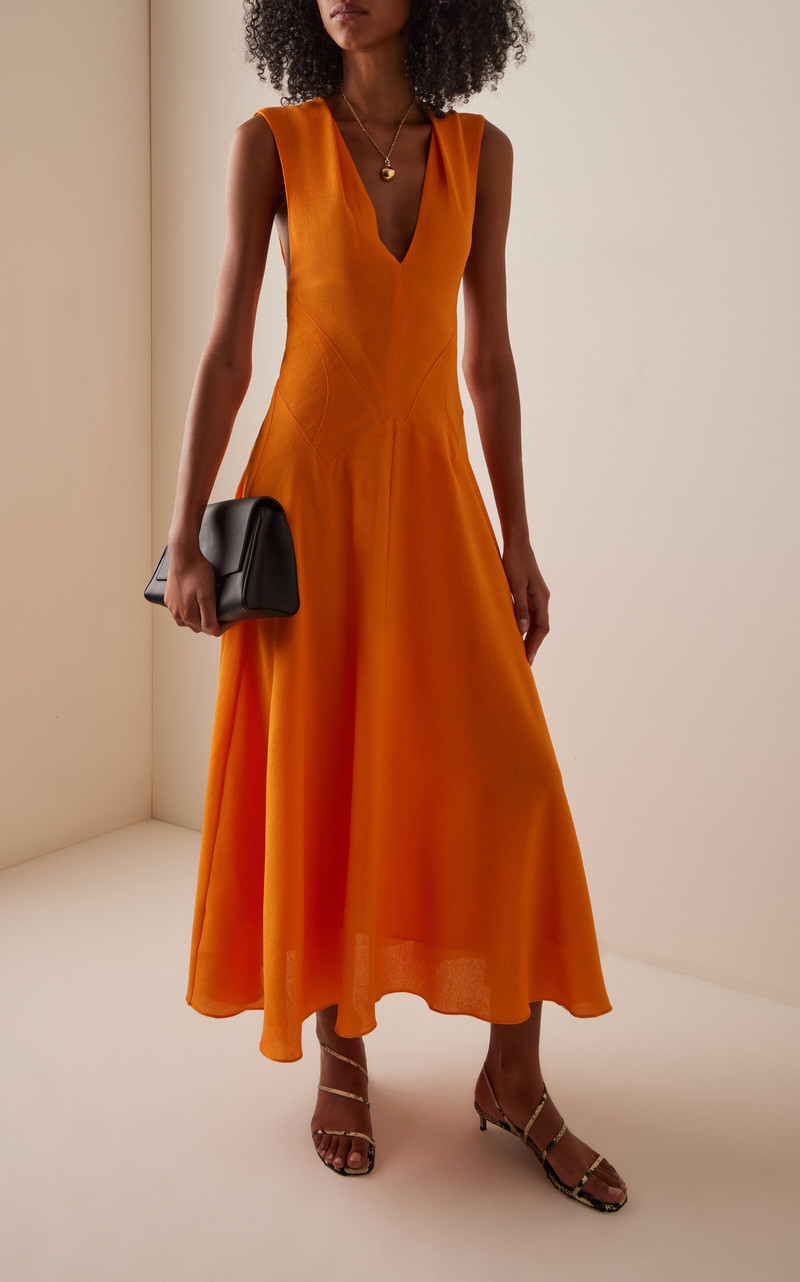 TOVE Ambre Wool Crepe Maxi Dress orange outlook