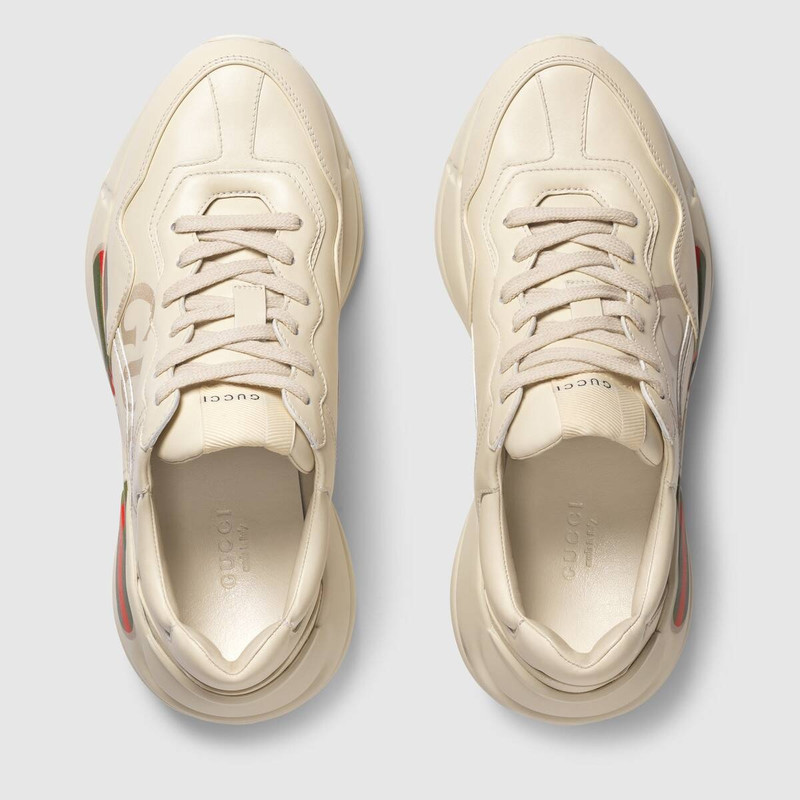 GUCCI Women's Rhyton Gucci logo leather sneaker outlook