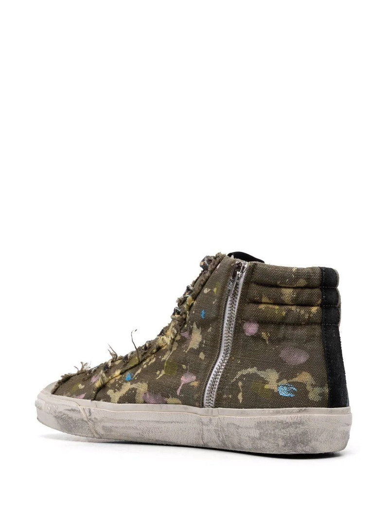 Slide paint-splatter high-top sneakers 3