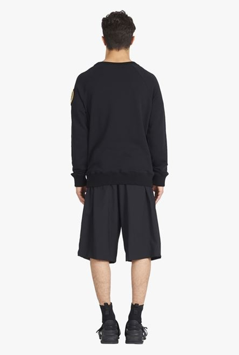 Balmain Black cotton sweatshirt with embroidered gold-tone Balmain Paris logo outlook