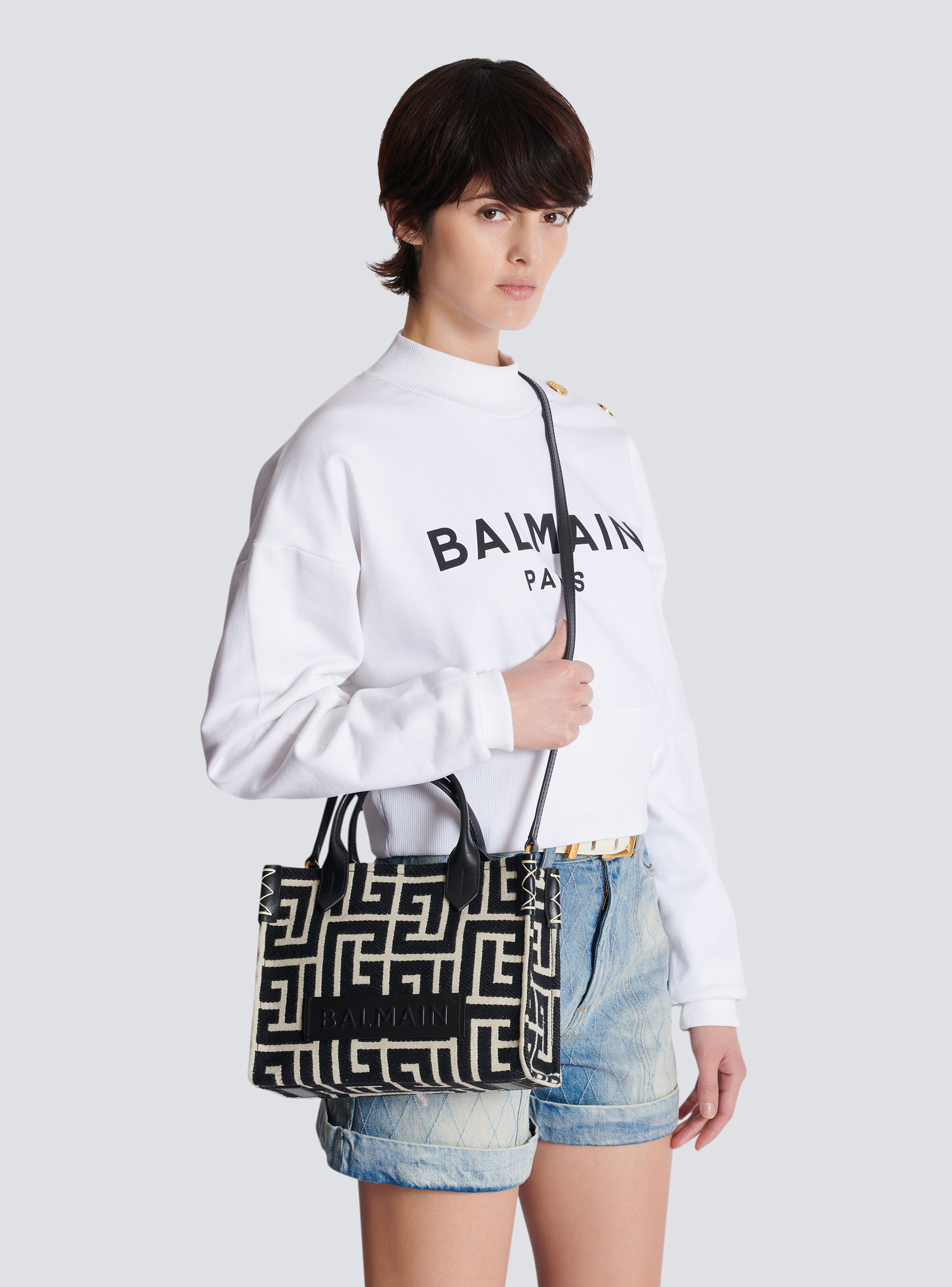 B-Army monogrammed jacquard and leather tote bag - 8