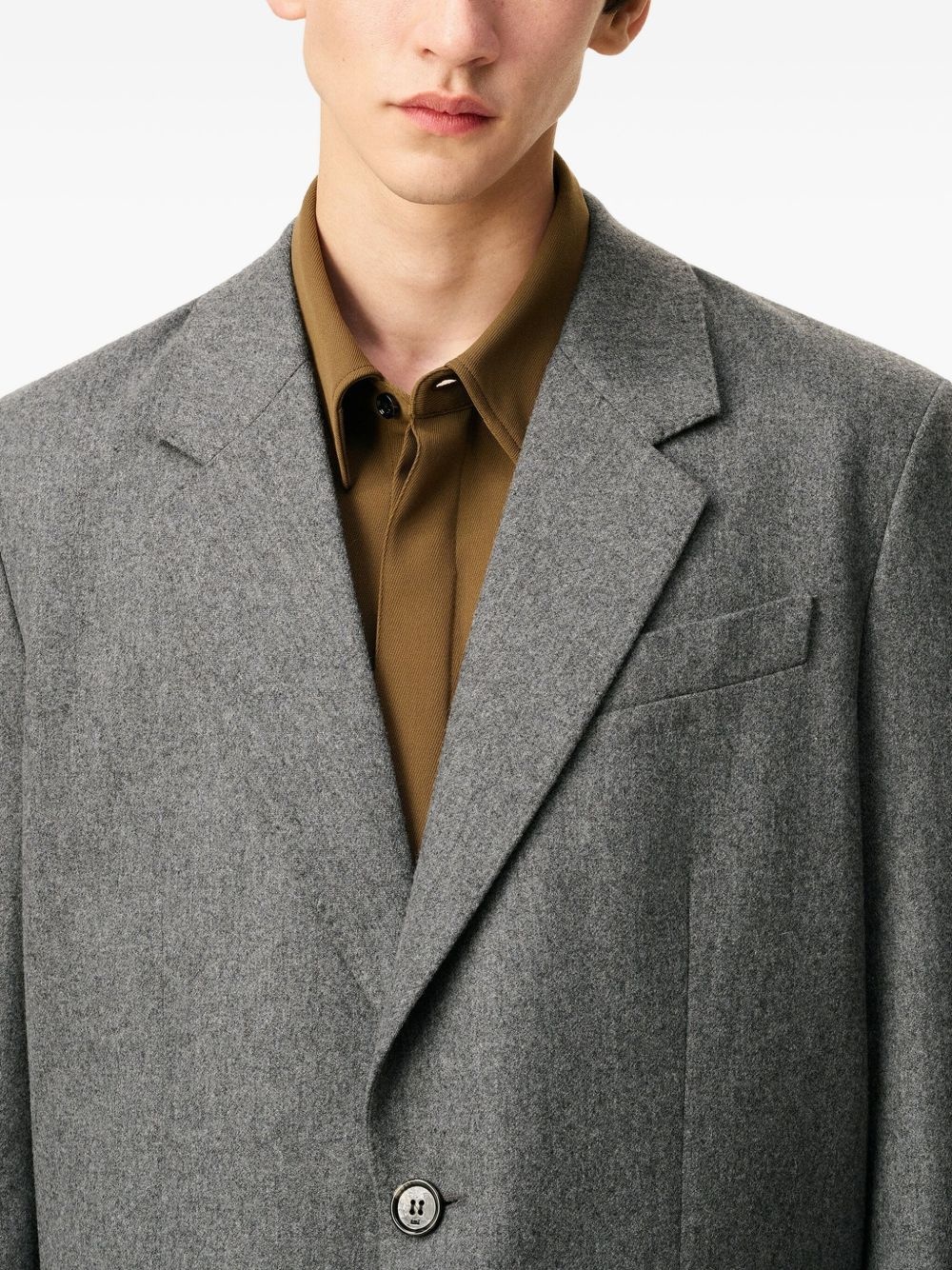 mélange-effect wool blazer - 6