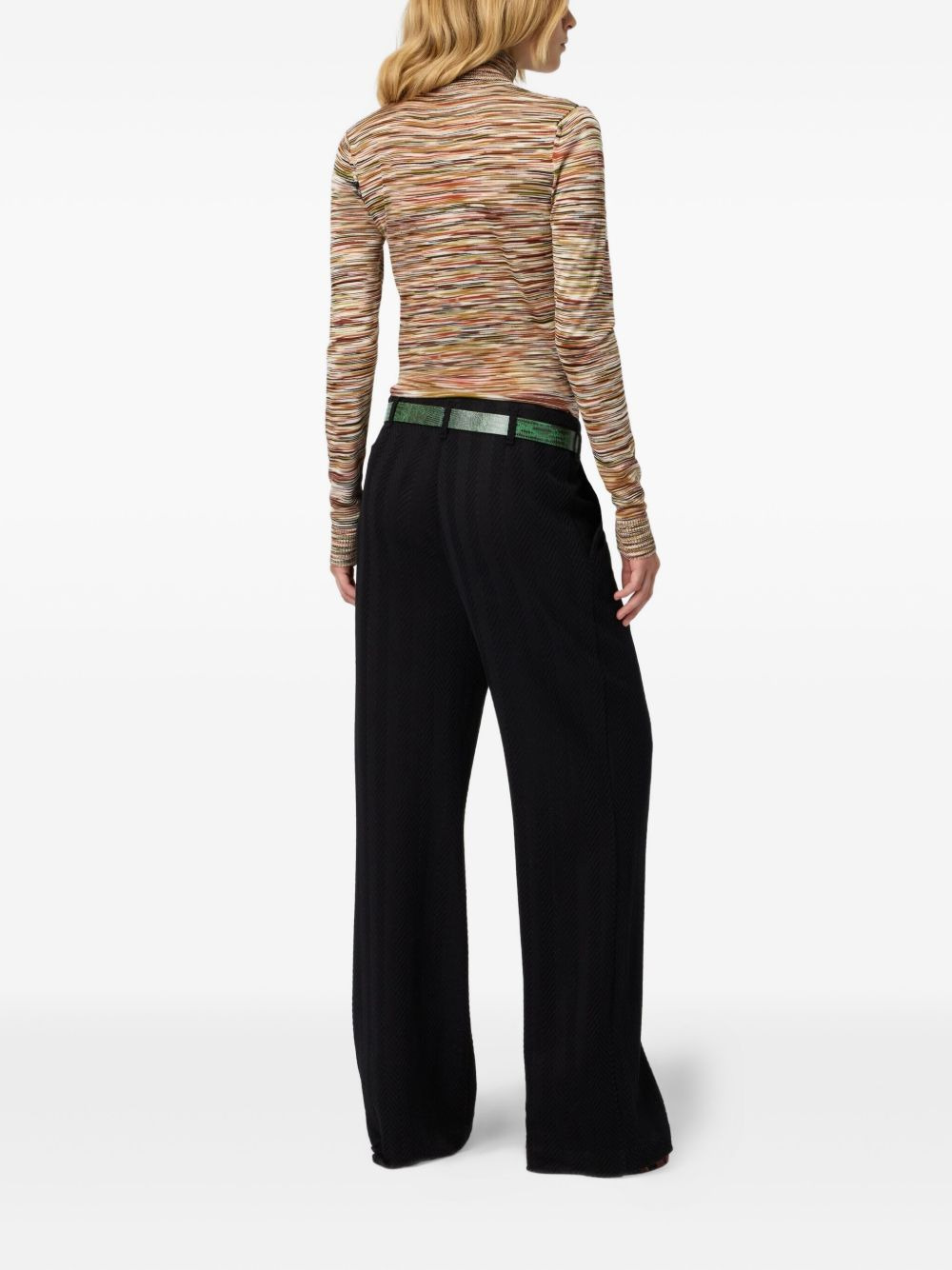 stripe-pattern turtleneck sweater - 3