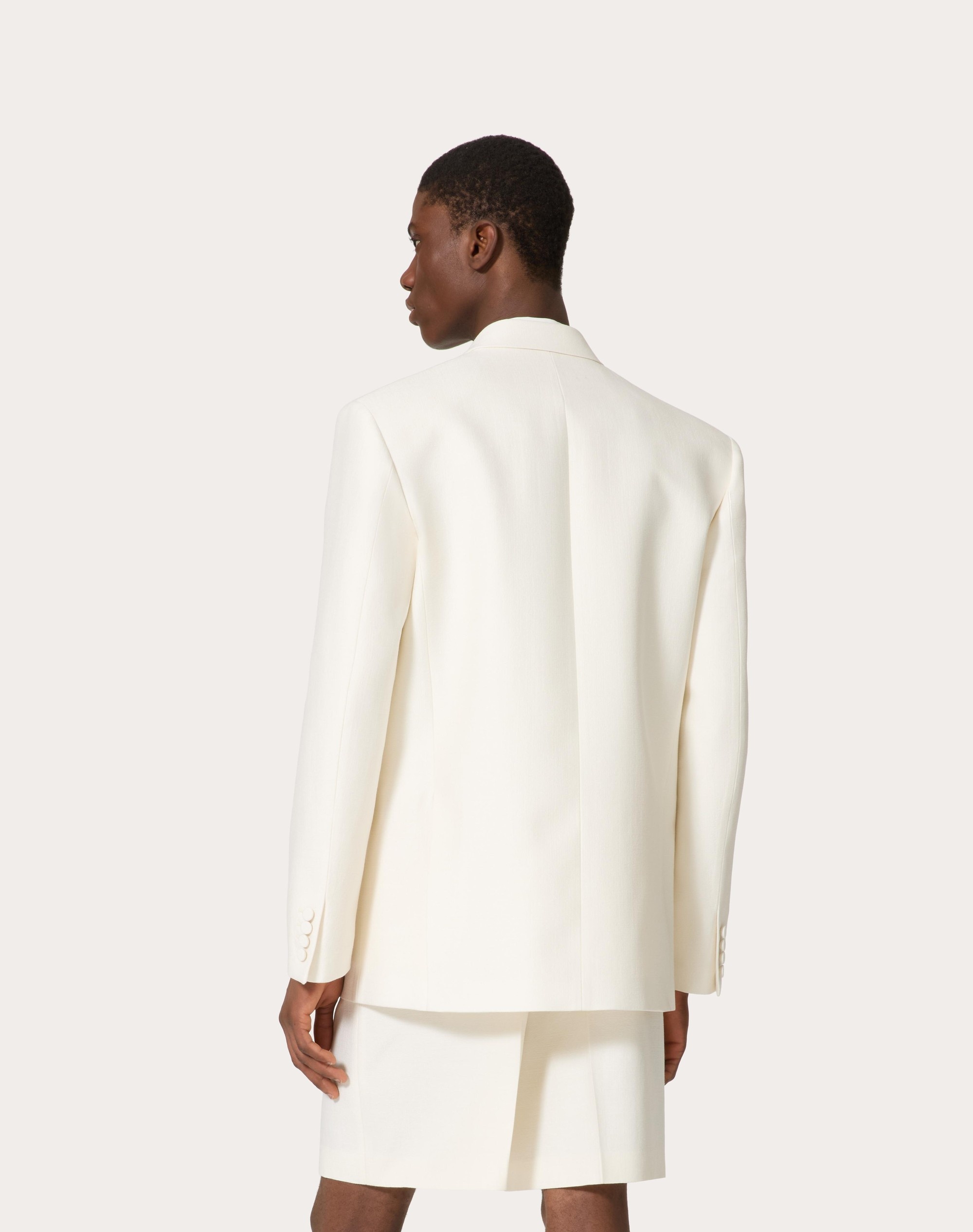 DOUBLE-BREASTED WOOL AND SILK JACKET WITH FLOWER EMBROIDERY - 3