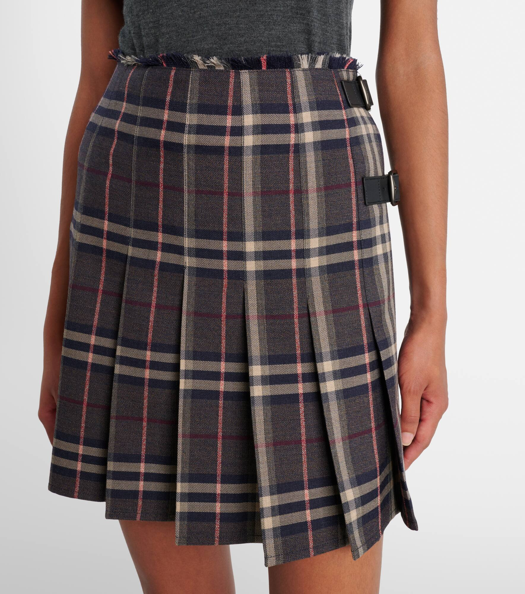 Checked wool miniskirt - 4