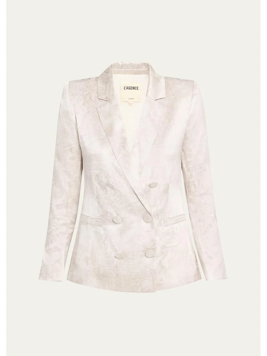 Sena Double-Breasted Silk Blazer - 1