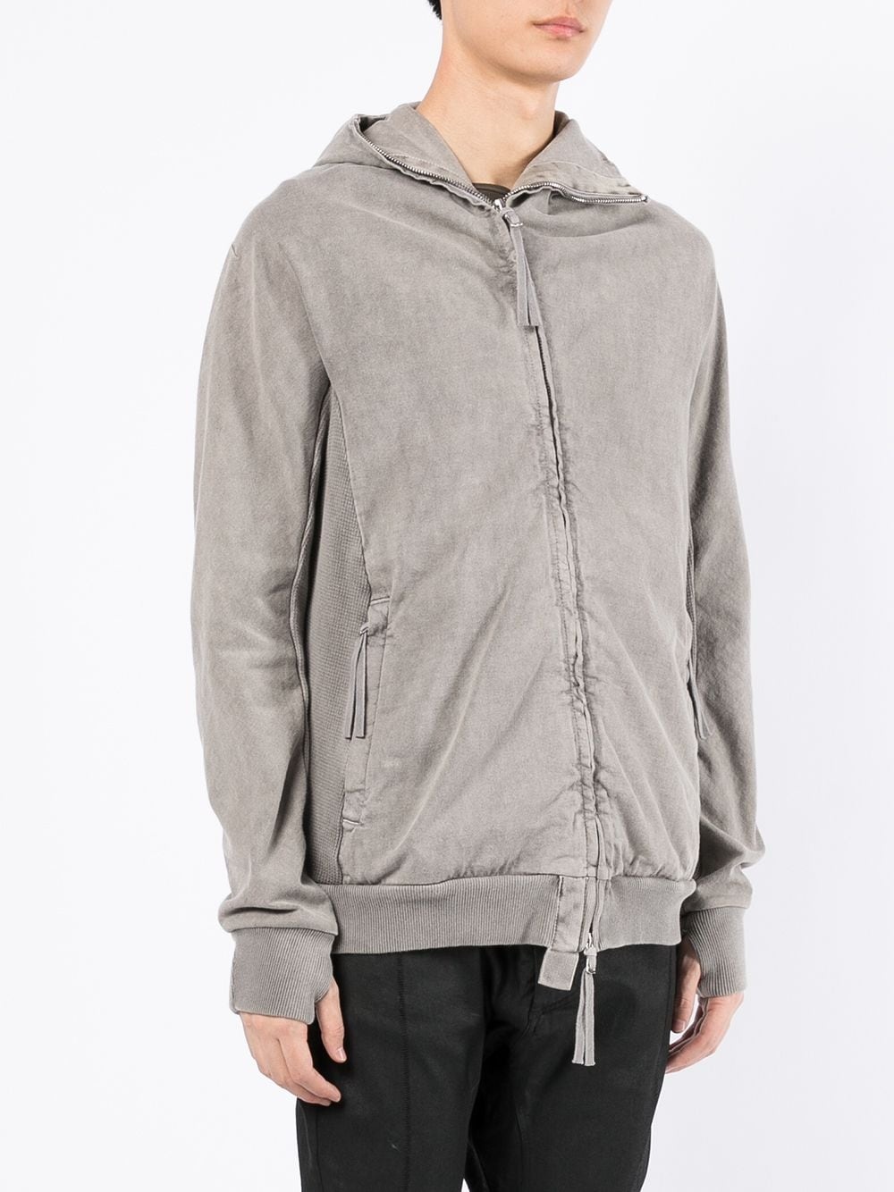 panelled zip-front hoodie - 3