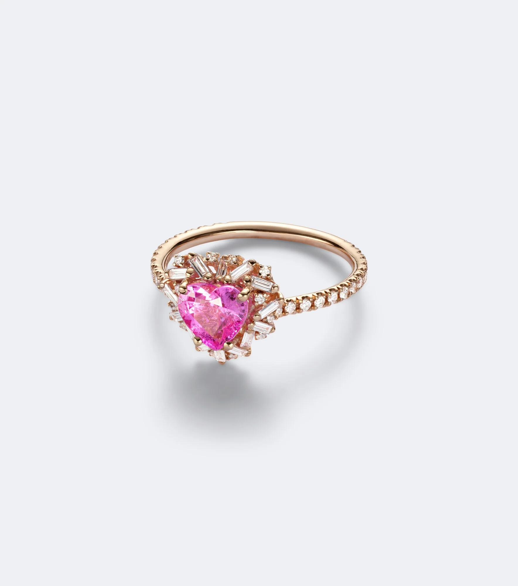 18kt rose gold ring with sapphire and diamonds - 1