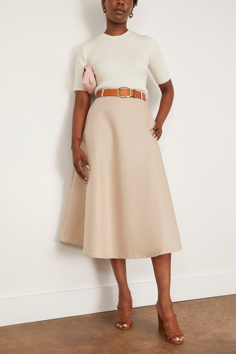 RÓHE Voluminous A-Line Cotton Skirt in Sand outlook