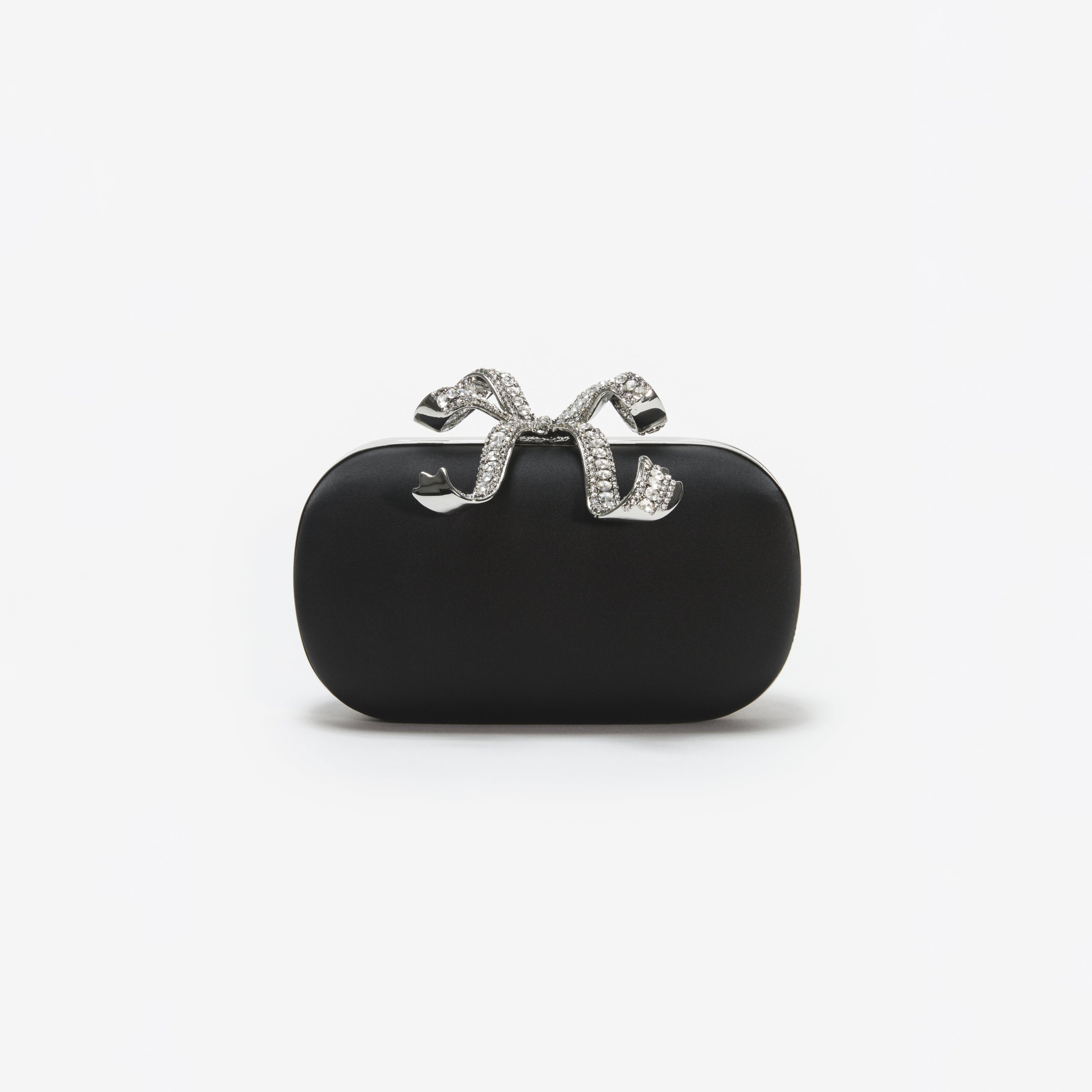 Black Satin Bow Clutch - 1