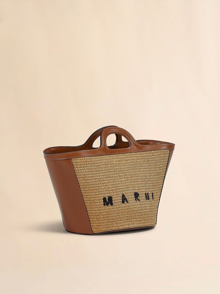 TROPICALIA SMALL BAG IN BROWN LEATHER AND RAFFIA - 6