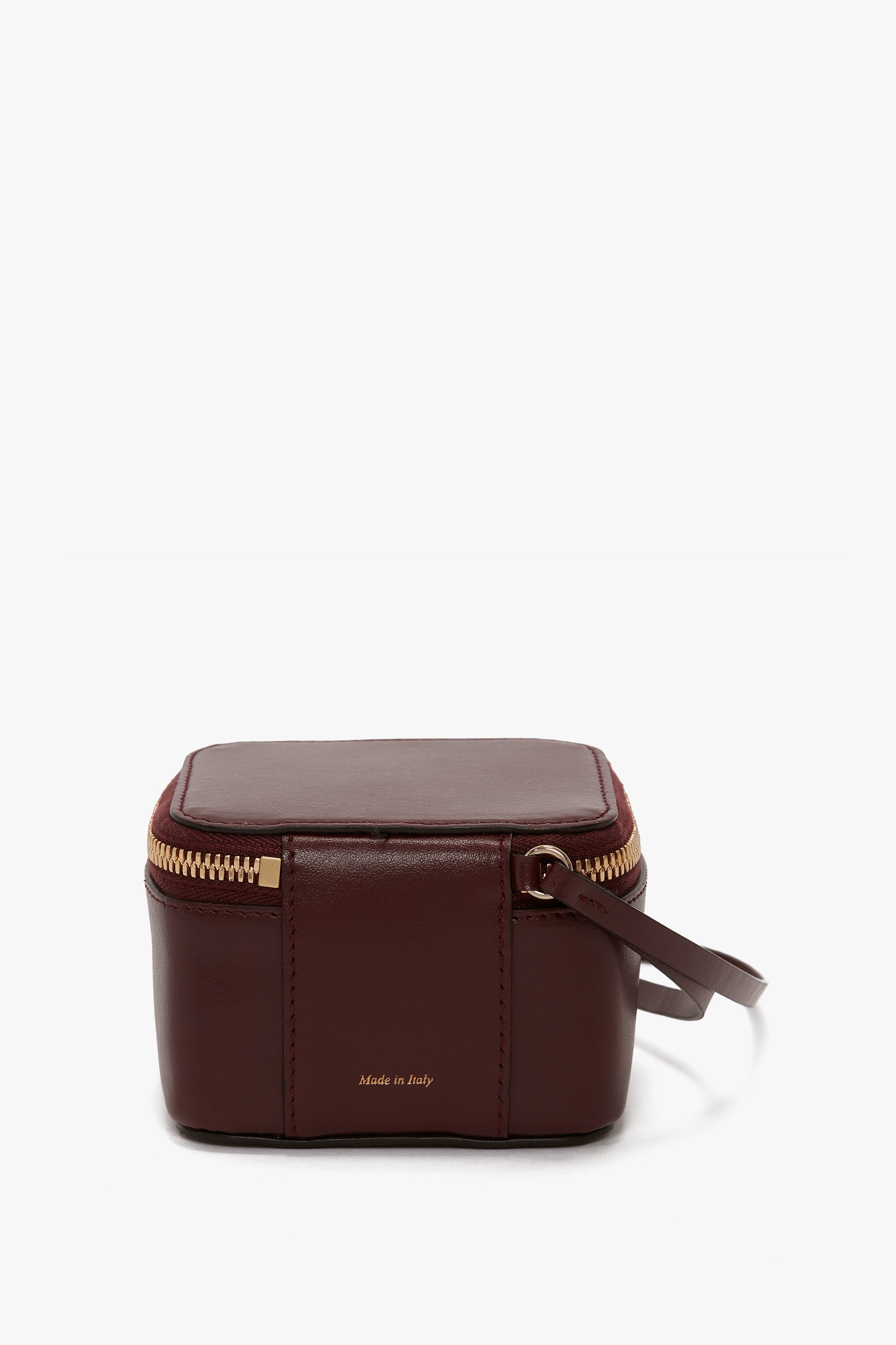 Micro Vanity Wristlet In Burgundy Leather - 3