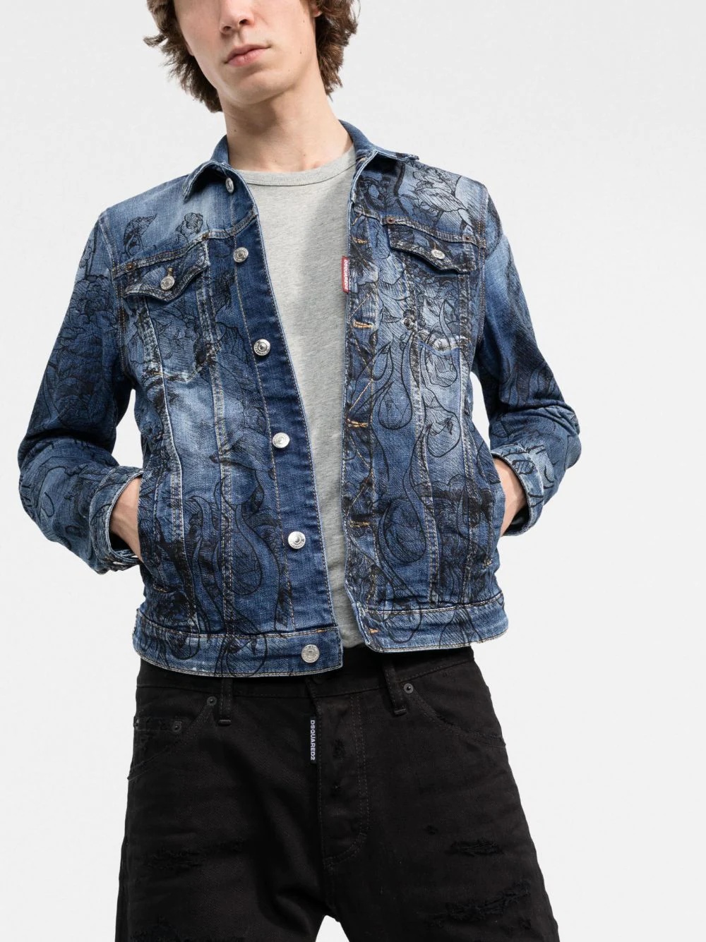 hand-drawn denim jacket - 3