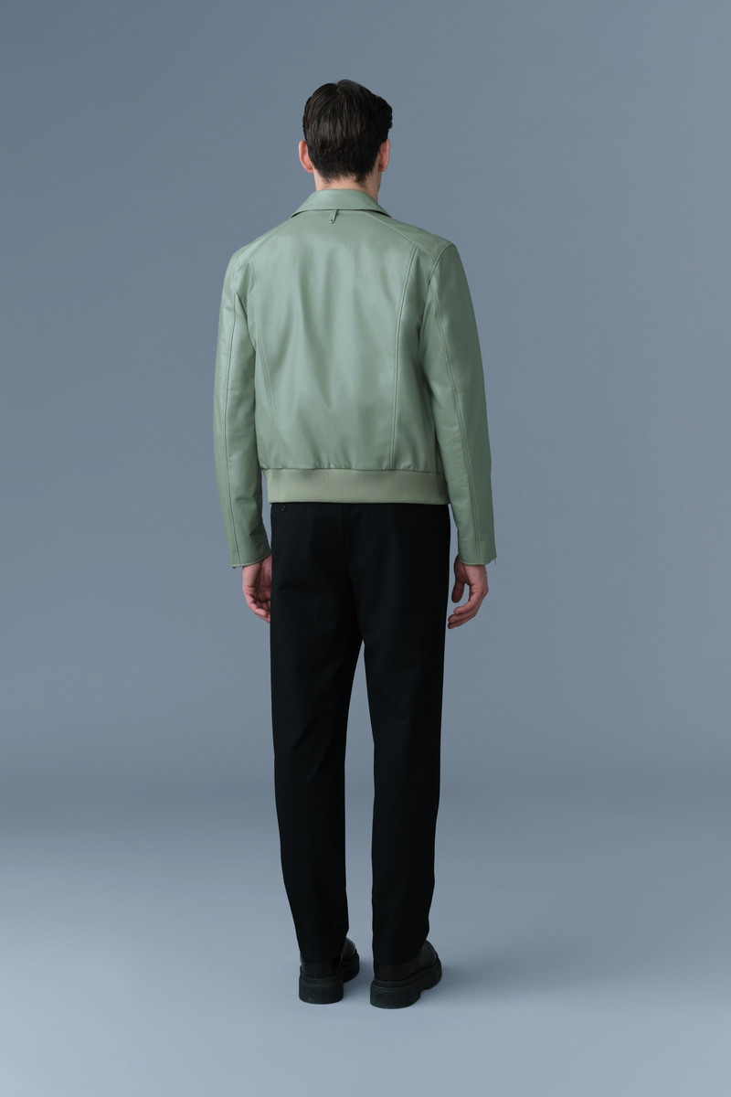 CHANCE Spread Collar Leather Jacket 4