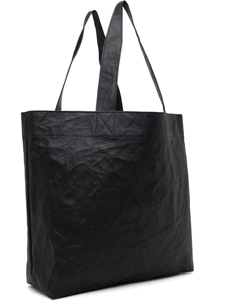 Y-3 Black 'Y-3' Leather Tote outlook