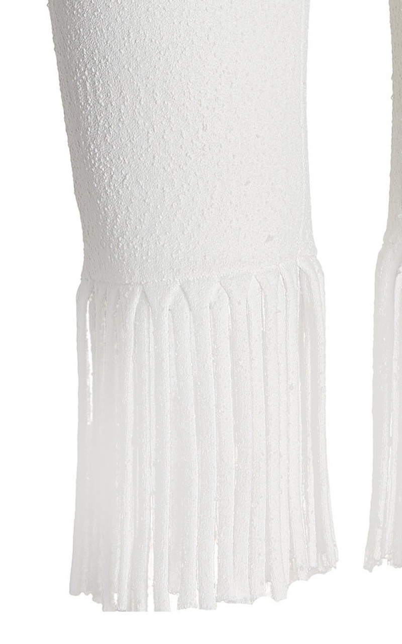 Fringed Textured-Knit Shorts white 4