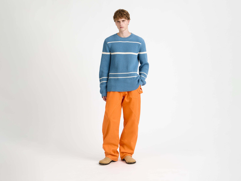 JW Anderson KNITTED STRIPED JUMPER TOP IN STEEL BLUE outlook