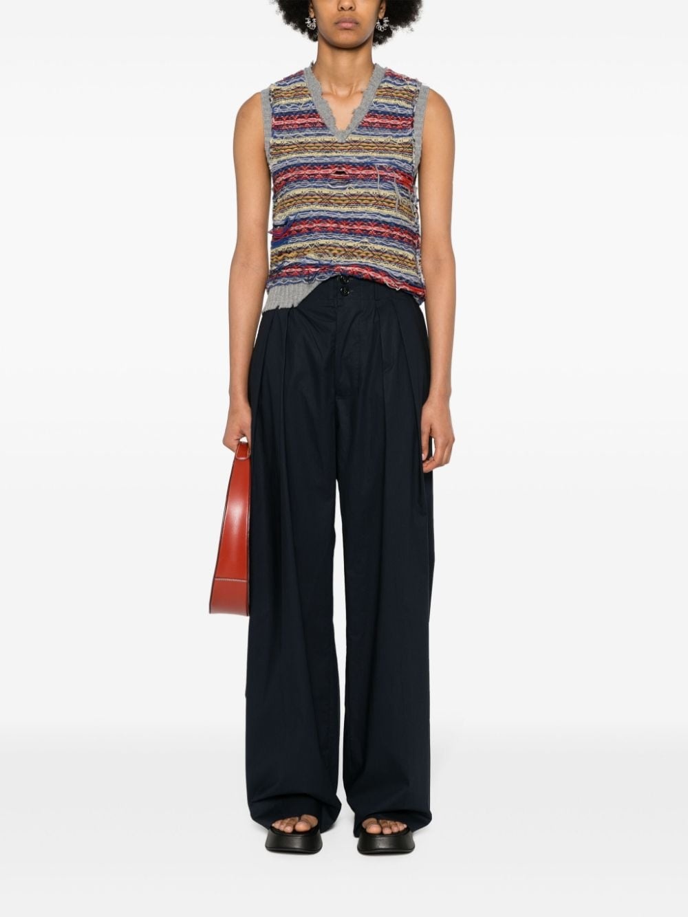 pleated straight-leg trousers - 2