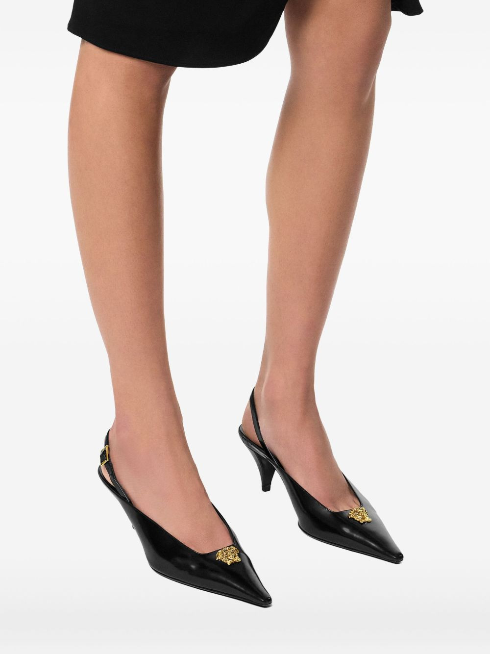 medusa-head pointed-toe mules - 5