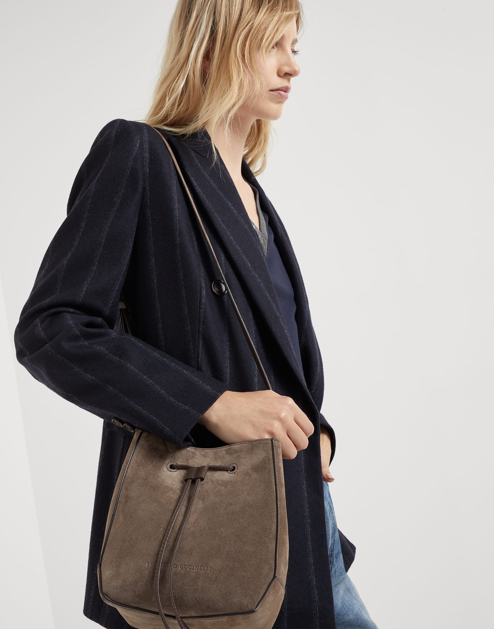 BC Duo small bucket bag in suede with monili - 4
