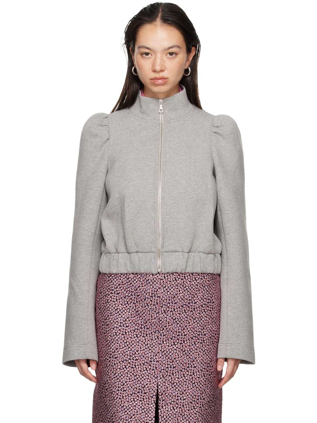 Gray Zip Cotton Jacket - 1