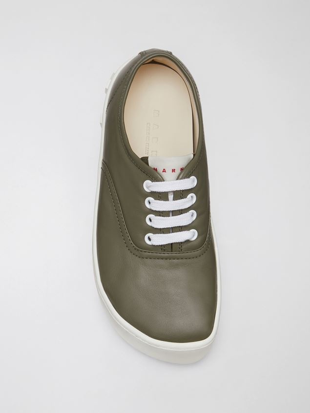 GREEN SMOOTH CALFSKIN SNEAKER WITH RAISED MAXI MARNI LOGO - 4