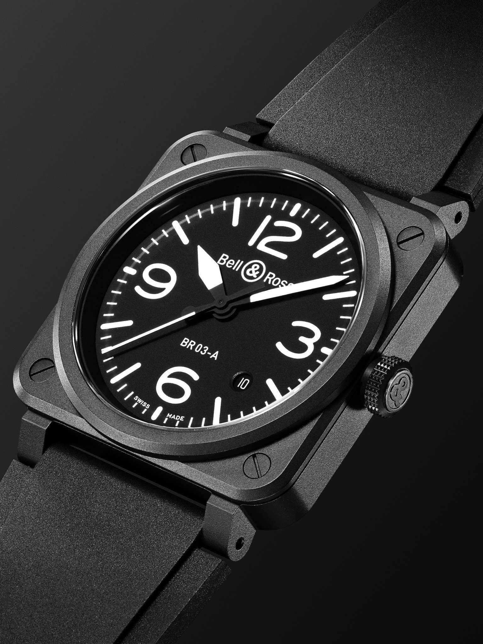BR 03 Automatic 41mm Ceramic and Rubber Watch, Ref. No. BR03A-BL-CE/SRB - 3