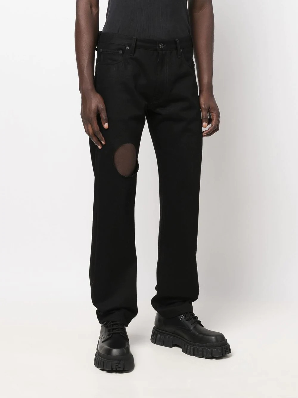 Meteor cut-out slim-fit jeans - 3