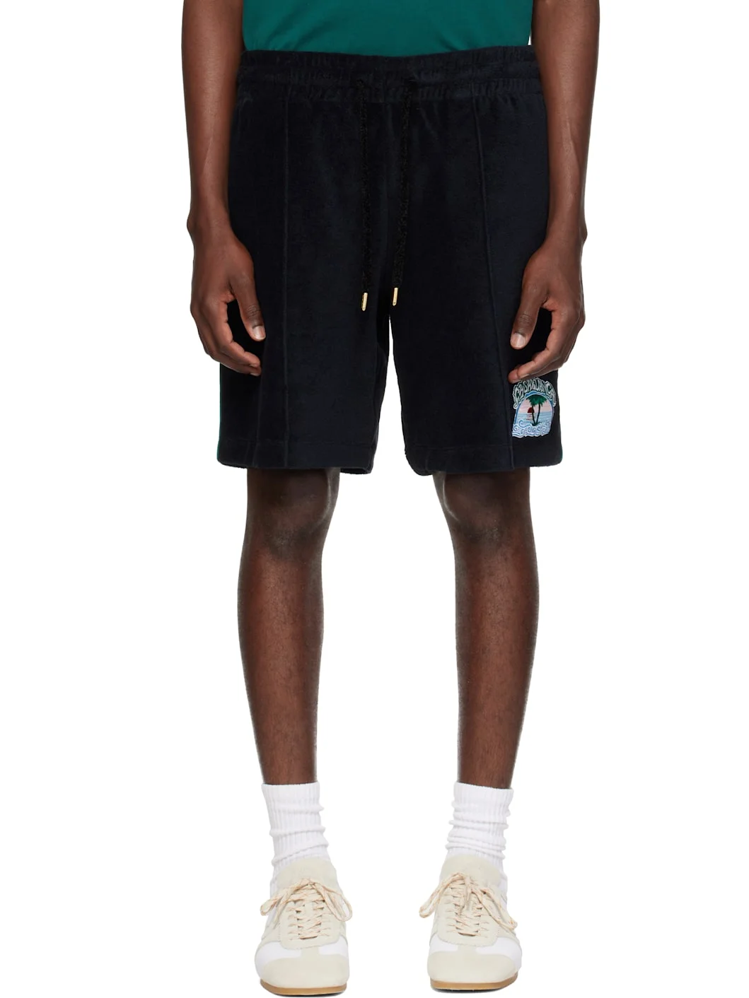 Black Towelling Shorts - 1