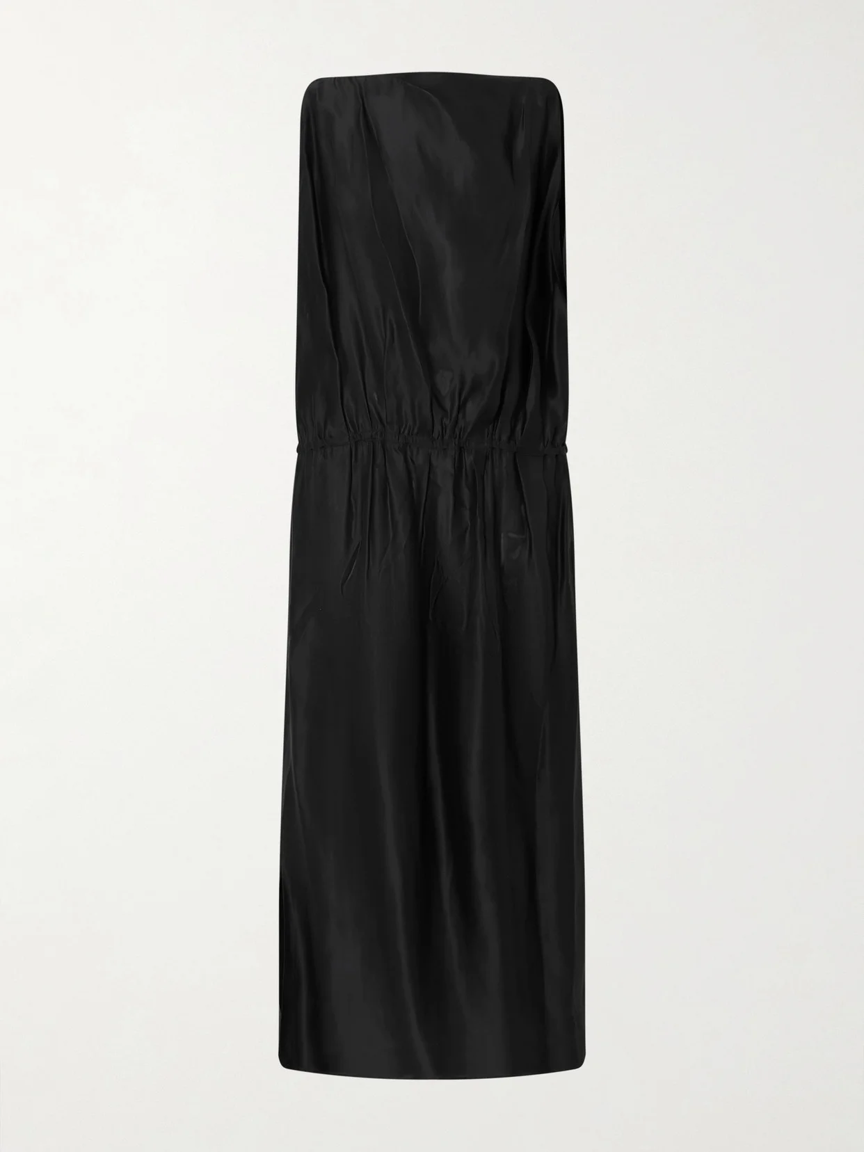 satin twill midi dress Bateau Midi Length Satin Twill Wedding Guest Dress with Pleated A Line Skirt and Pockets Adrianna Papell 41899070