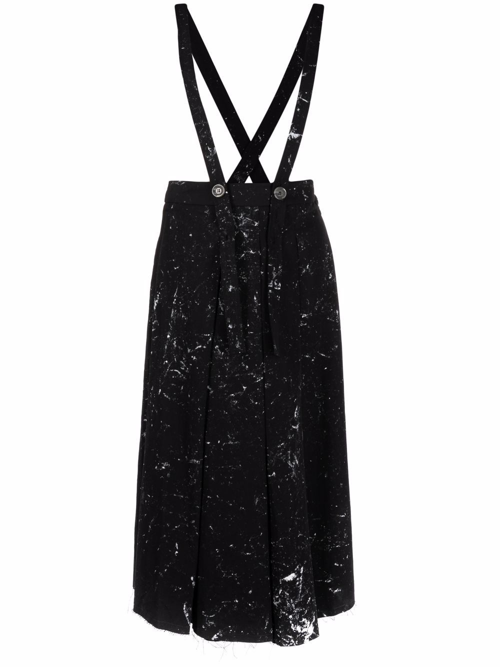 splatter-effect suspenders skirt - 1