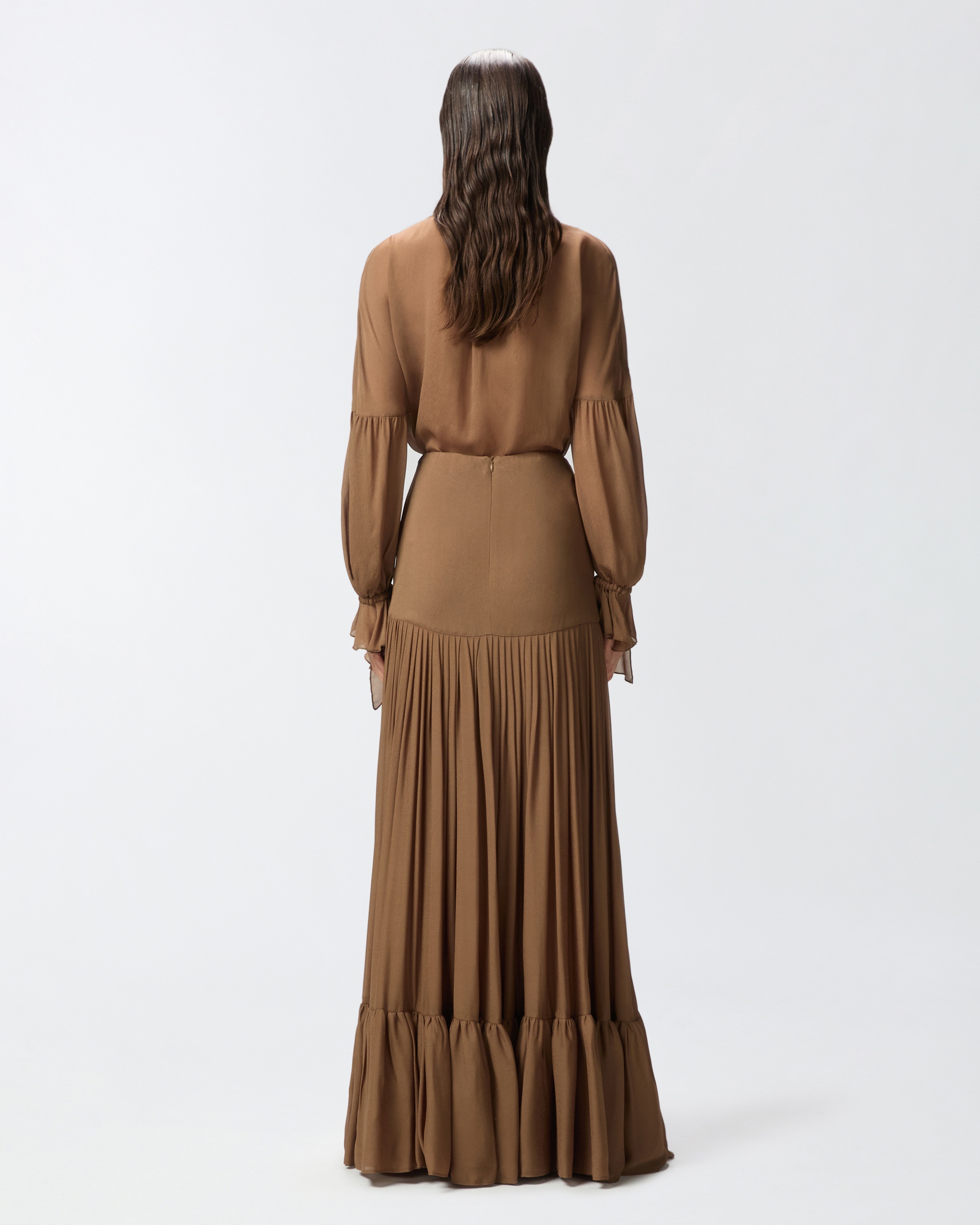 LONG FRILLY SKIRT IN VISCOSE GEORGETTE - 4