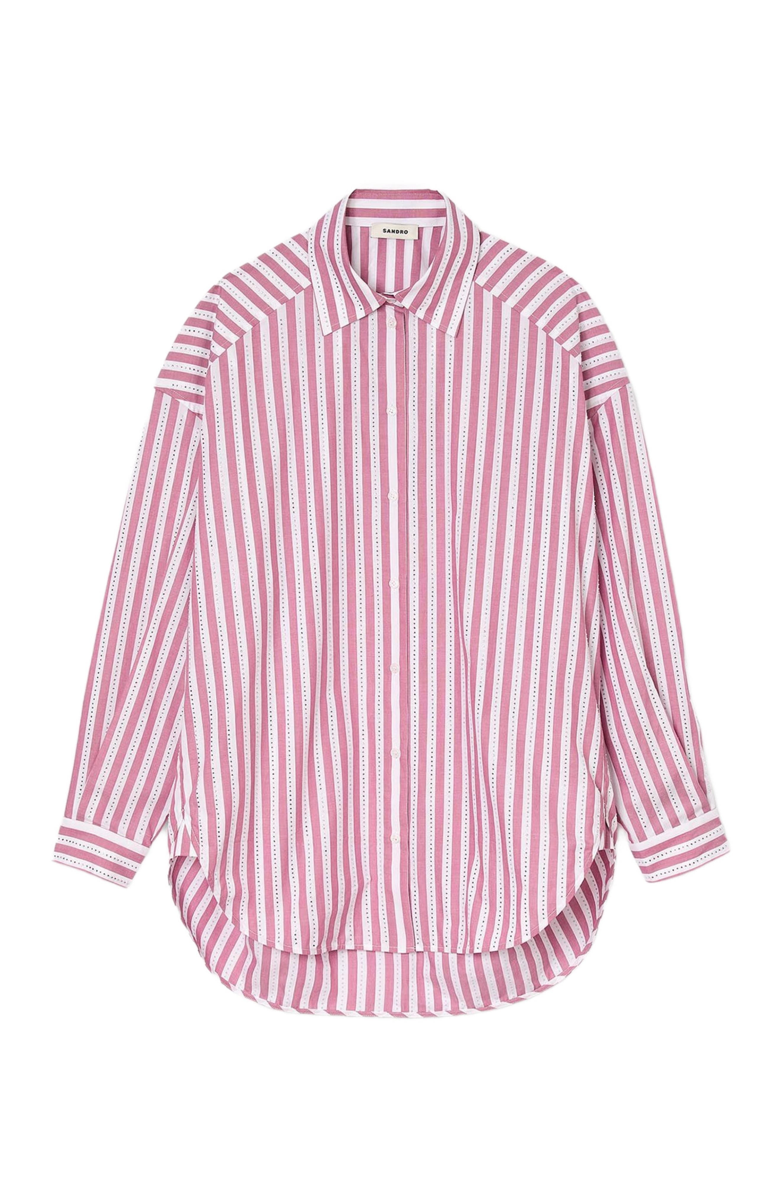 SANDRO Striped rhinestone shirt in Pink at Nordstrom - 5
