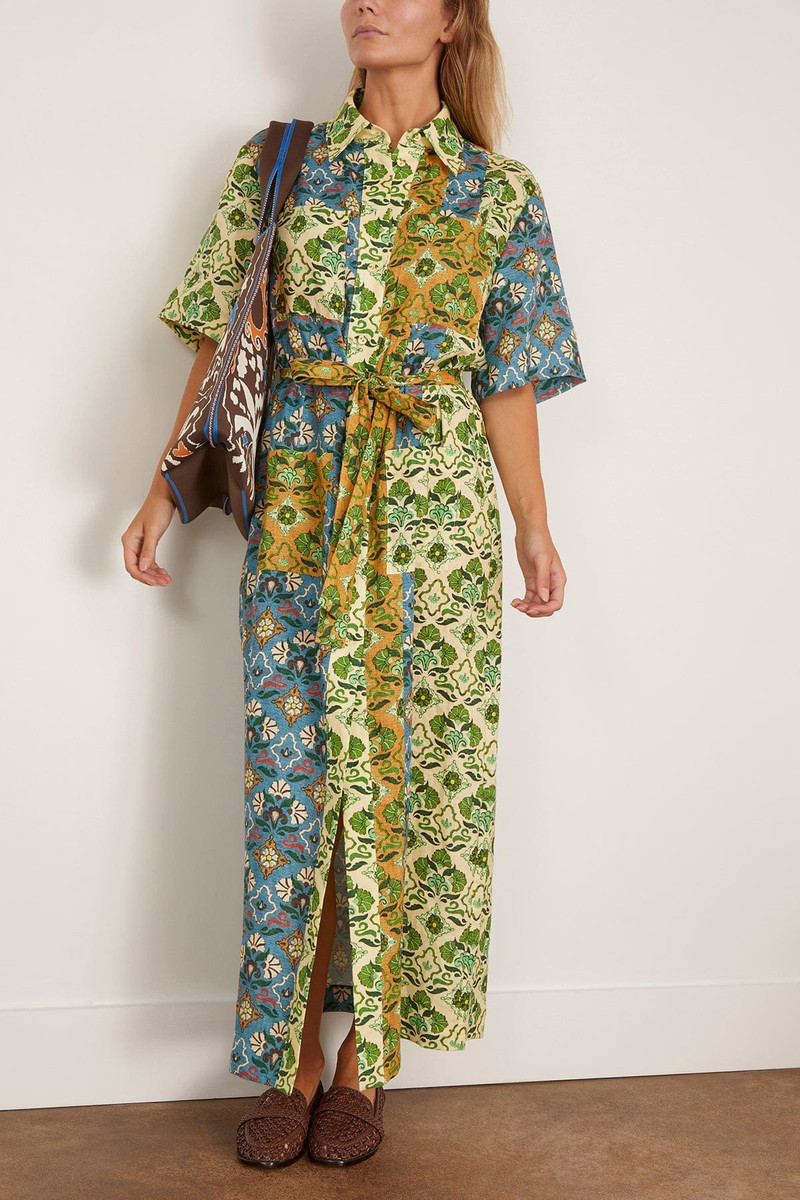 ALÉMAIS Ali Spliced Shirtdress in Multi outlook