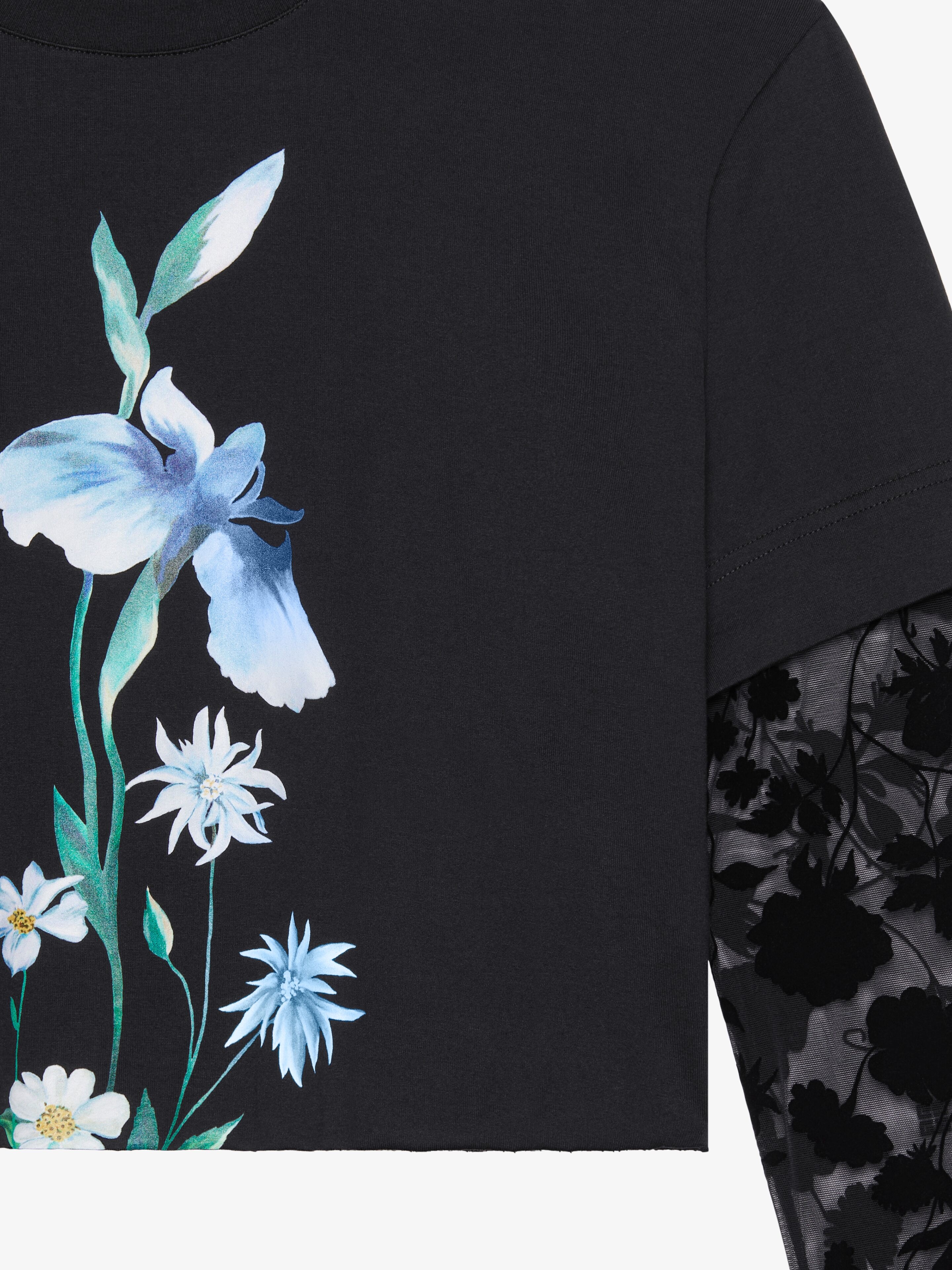 OVERLAPPED CROPPED T-SHIRT IN COTTON AND TULLE - 5