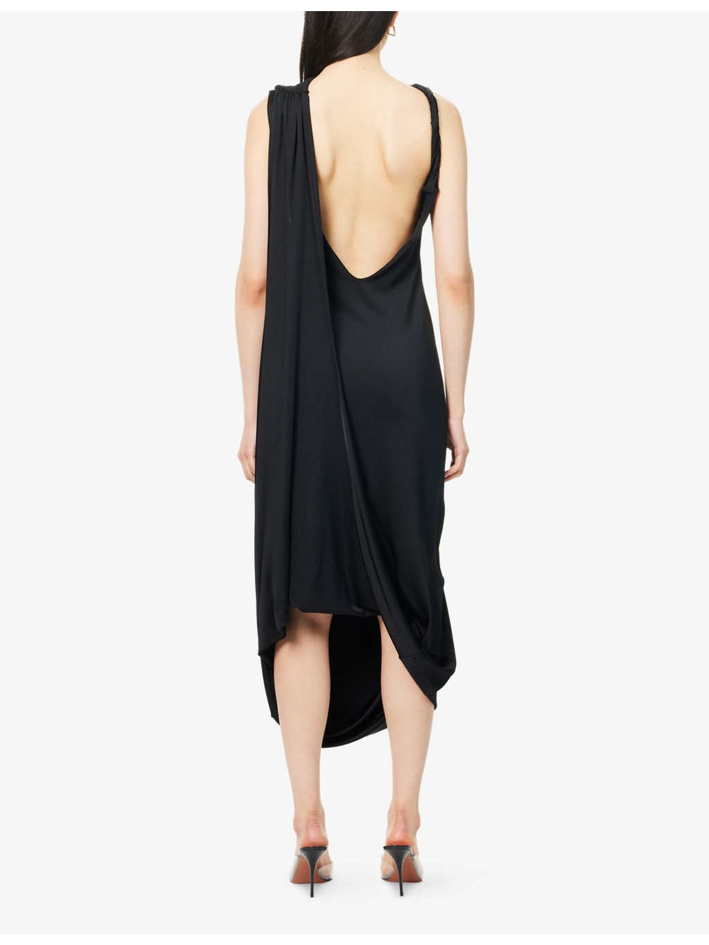 Draped Twisted-Neckline Stretch-Woven Midi Dress - 4