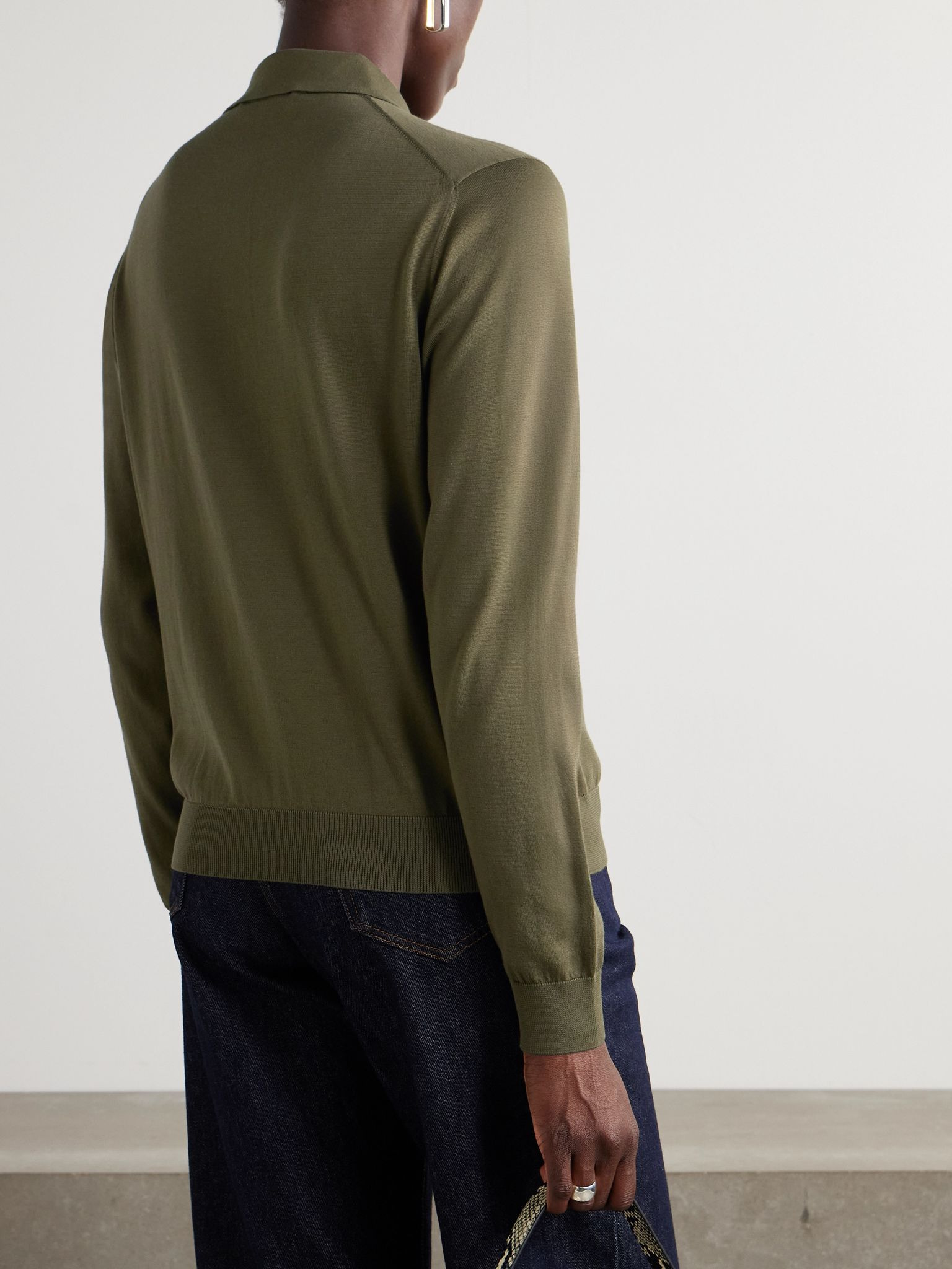 Cotton polo shirt Dark green - 4