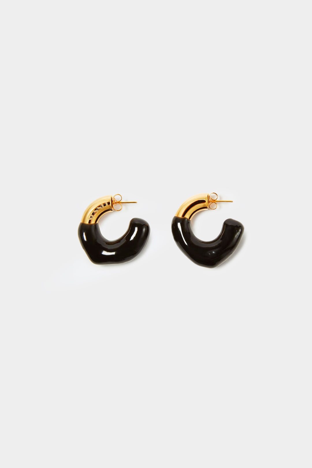 SMALL RUBBERIZED EARRINGS GOLD / black - 1