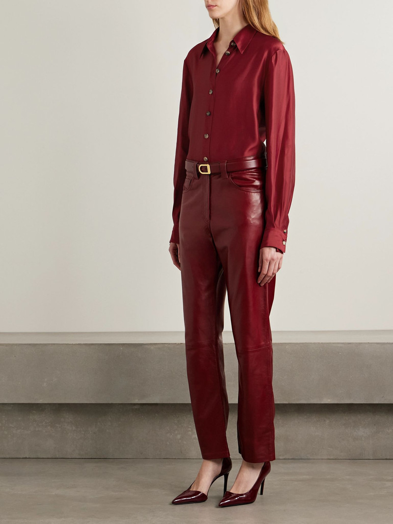 KHAITE Auryn satin-twill shirt Red outlook