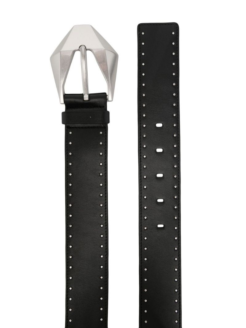 studded leather buckle belt - 2