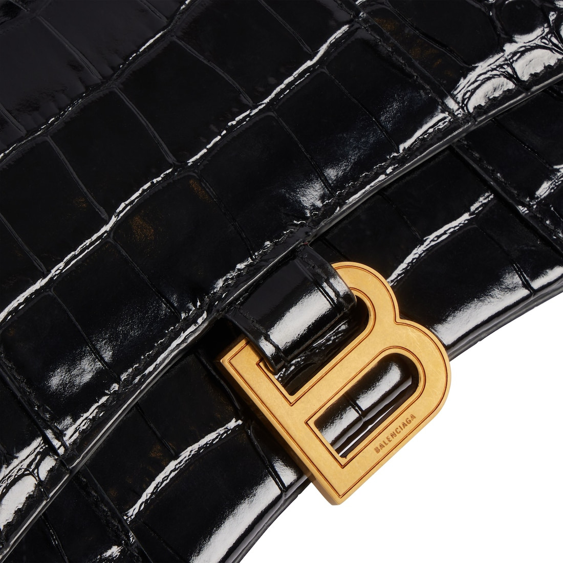 Women's Hourglass Xs Handbag Crocodile Embossed in Black - 5