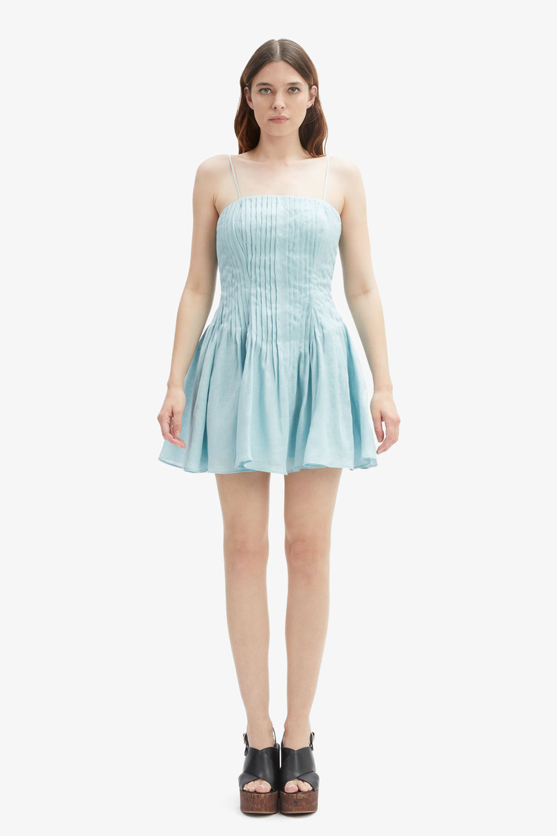 BARDOT Ria Linen Mini Dress In Soft Blue outlook