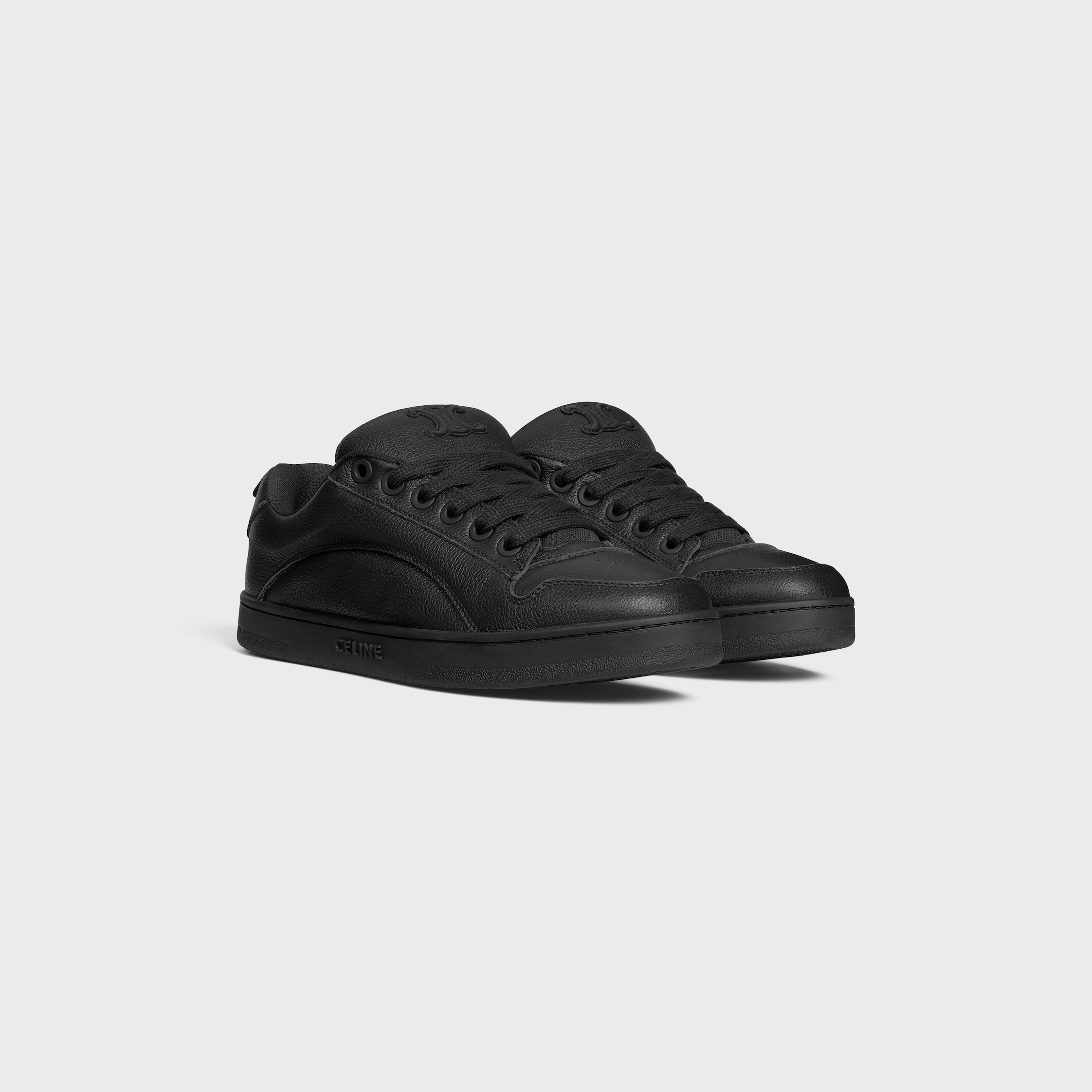 CELINE HUNTINGTON LOW LACE-UP SNEAKER IN TUMBLED LEATHER AND MESH - 2